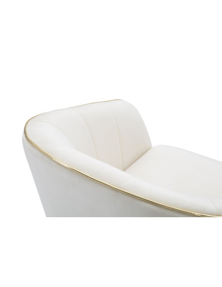 Fauteuil de table moderne chic en Velours Blanc crème Métal Noir Doré Paris Mauro Ferretti - 8