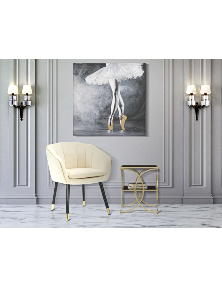 Fauteuil de table moderne chic en Velours Blanc crème Métal Noir Doré Paris Mauro Ferretti - 9