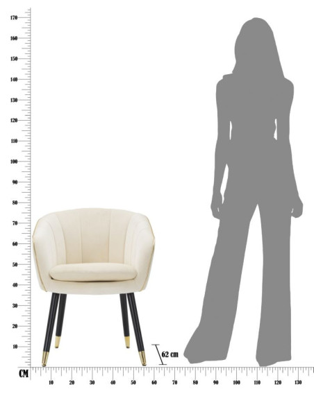 Fauteuil de table moderne chic en Velours Blanc crème Métal Noir Doré Paris Mauro Ferretti - 10