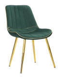 Chaise moderne chic en Velours Vert Métal Doré Paris (Lot de 2)