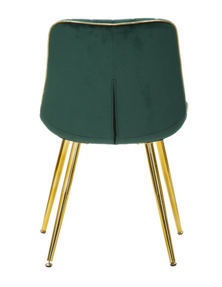 Chaise moderne chic en Velours Vert Métal Doré Paris (Lot de 2) 