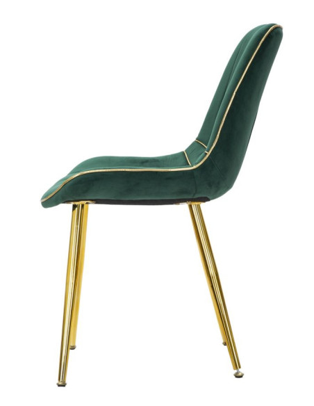 Chaise moderne chic en Velours Vert Métal Doré Paris (Lot de 2) 