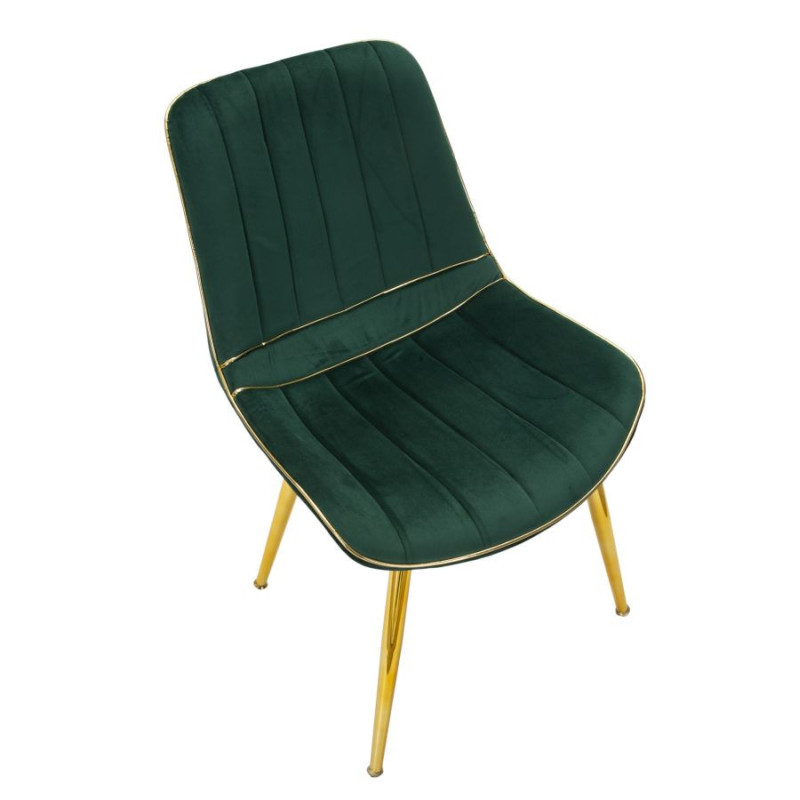 Chaise moderne chic en Velours Vert Métal Doré Paris (Lot de 2) 