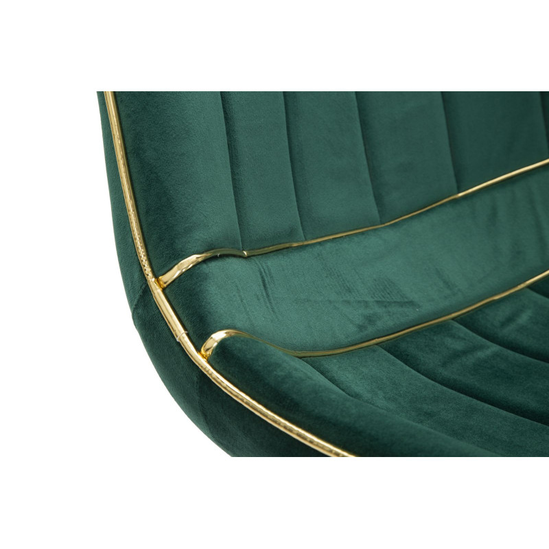 Chaise moderne chic en Velours Vert Métal Doré Paris (Lot de 2) 