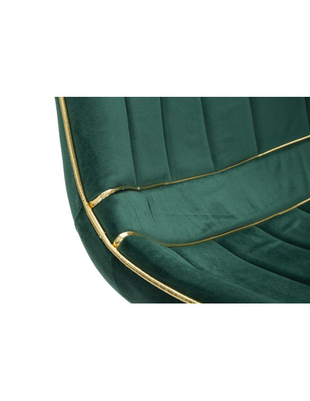 Chaise moderne chic en Velours Vert Métal Doré Paris (Lot de 2) 