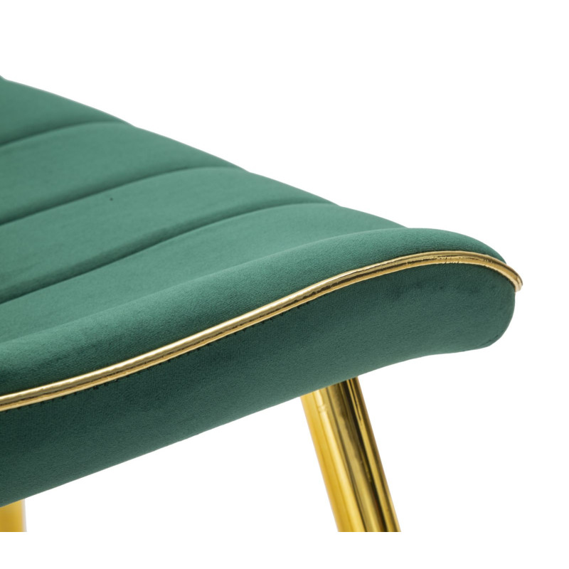 Chaise moderne chic en Velours Vert Métal Doré Paris (Lot de 2) 