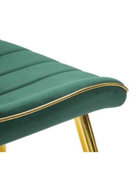 Chaise moderne chic en Velours Vert Métal Doré Paris (Lot de 2) 