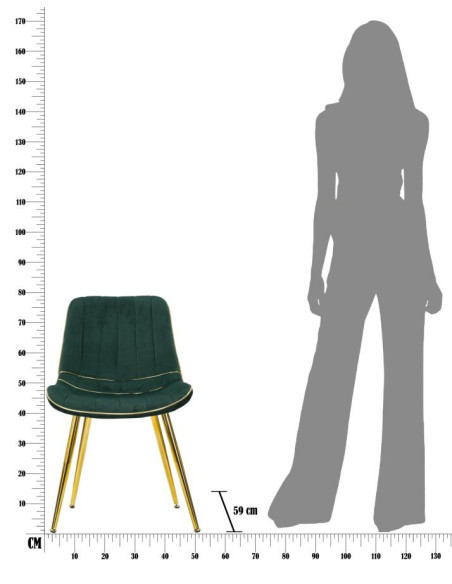 Chaise moderne chic en Velours Vert Métal Doré Paris (Lot de 2) 