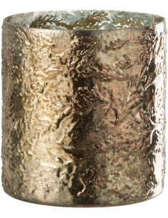 Photophore moderne cylindre en verre effet cuivré H16 cm - 1