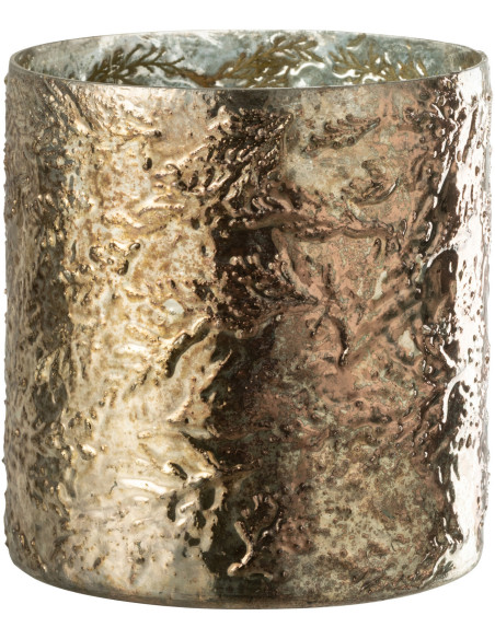 Photophore moderne cylindre en verre effet cuivré H16 cm - 1