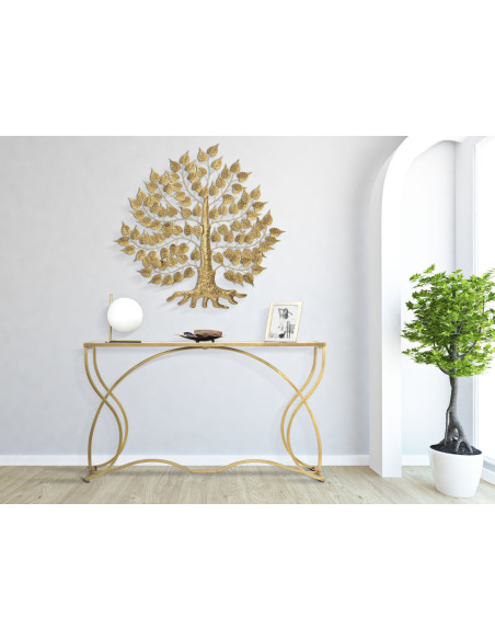 Console design originale Rectangulaire en Métal Doré Verre Sunshine - 2