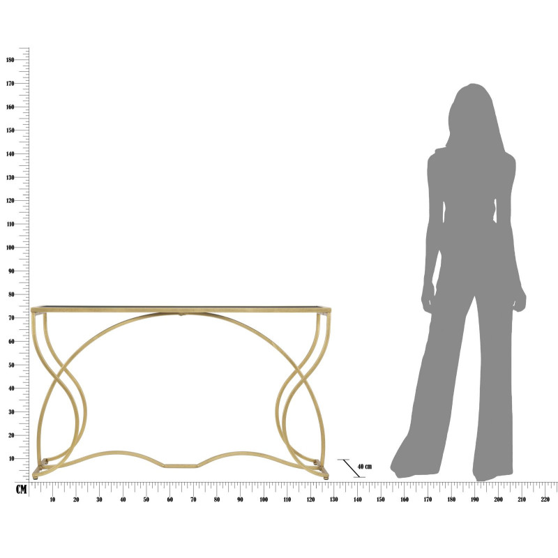 Console design originale Rectangulaire en Métal Doré Verre Sunshine - 9