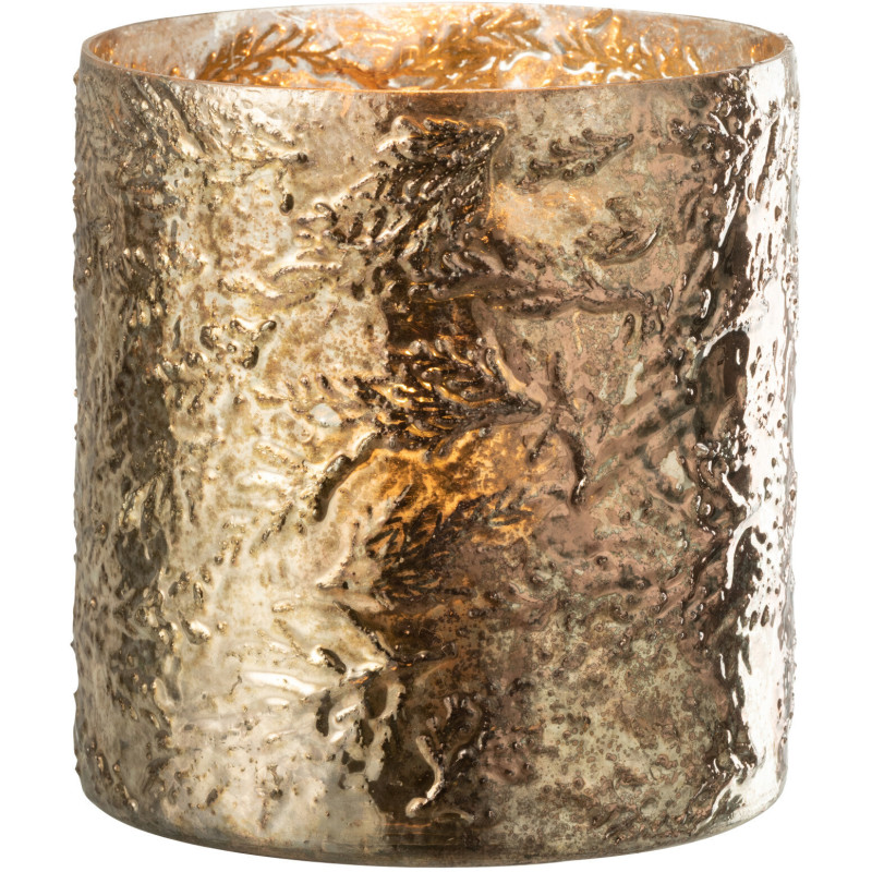 Photophore moderne cylindre en verre effet cuivré H16 cm - 2