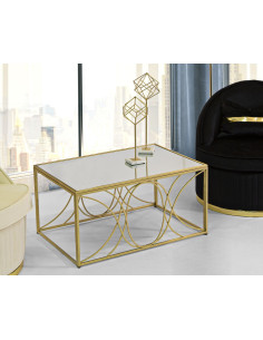 Table basse originale Rectangulaire en Métal Doré Miroir Exy - 1 2