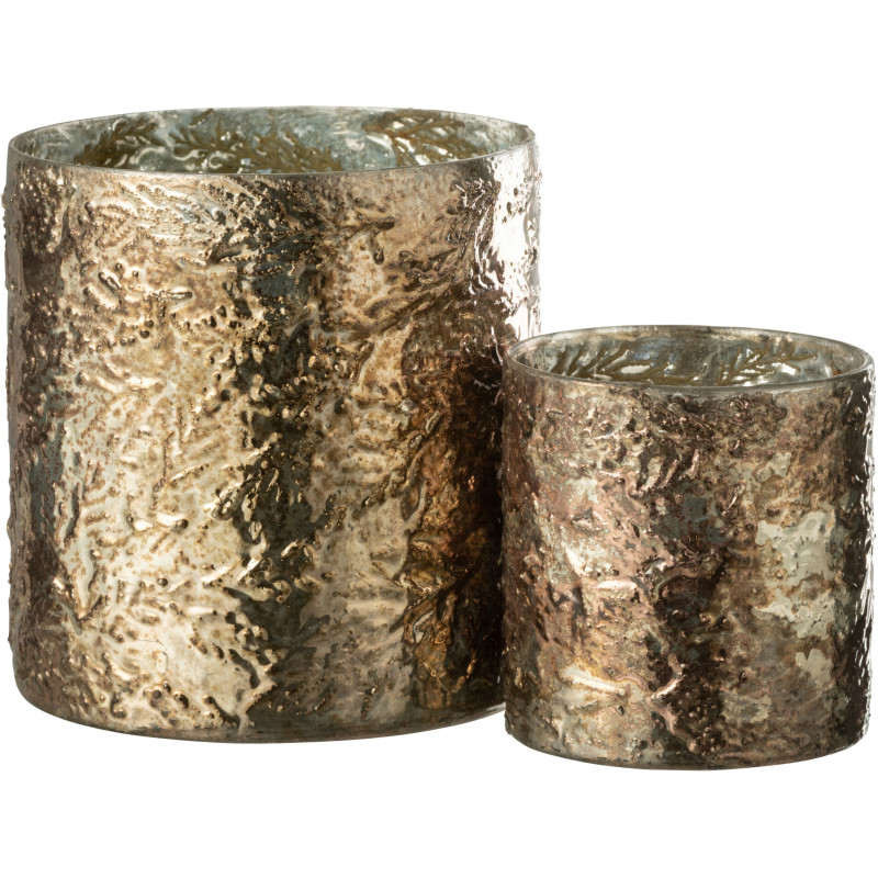 Photophore moderne cylindre en verre effet cuivré H16 cm - 4