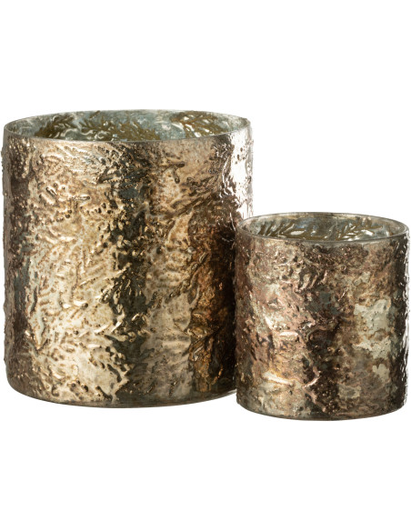 Photophore moderne cylindre en verre effet cuivré H16 cm - 4