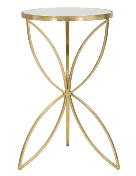 Sellette haute originale Papillon Ronde en Métal Doré Miroir Butterfly 