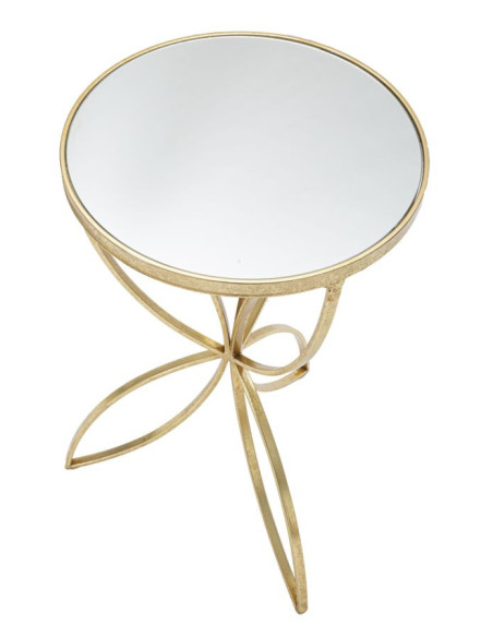 Sellette haute originale Papillon Ronde en Métal Doré Miroir Butterfly 