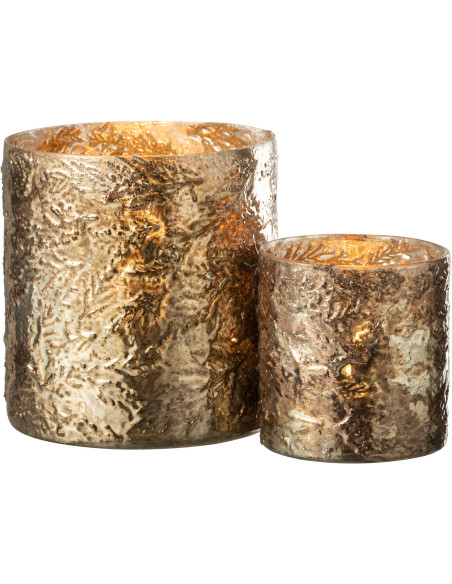 Photophore moderne cylindre en verre effet cuivré H16 cm - 5