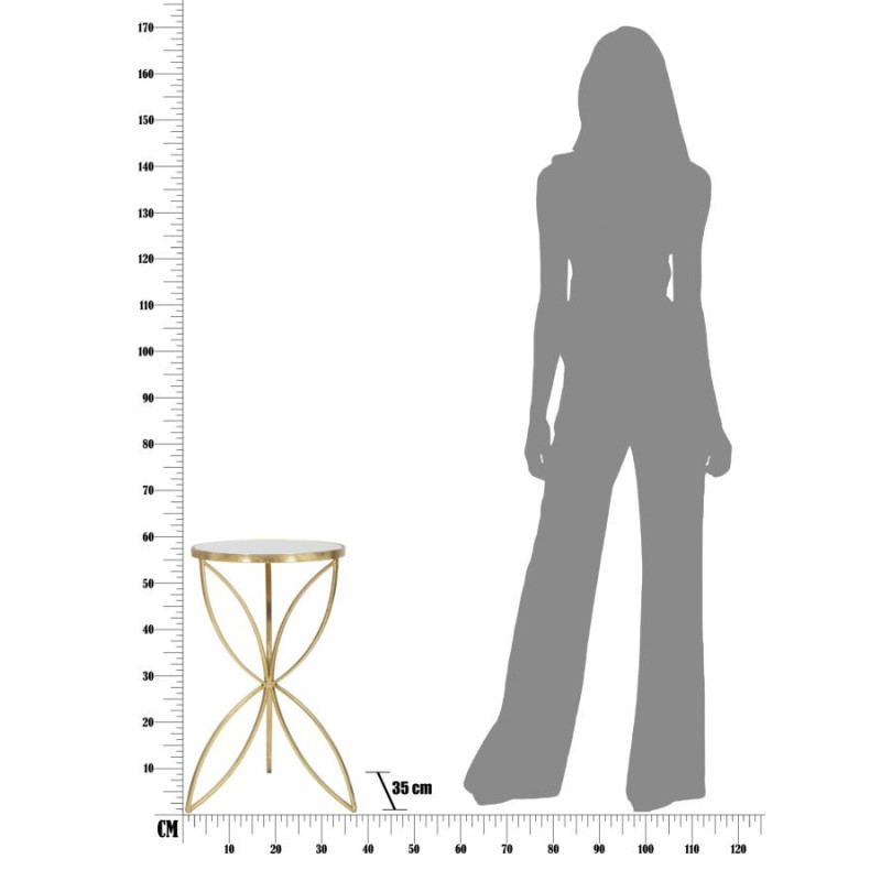 Sellette haute originale Papillon Ronde en Métal Doré Miroir Butterfly 