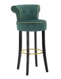 Tabouret de bar moderne avec dossier en Velours Vert Capitonné Simili Métal Doré Luxy