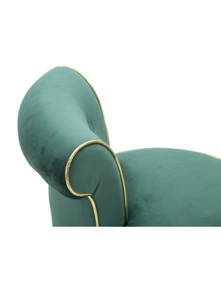 Tabouret de bar moderne avec dossier en Velours Vert Capitonné Simili Métal Doré Luxy 