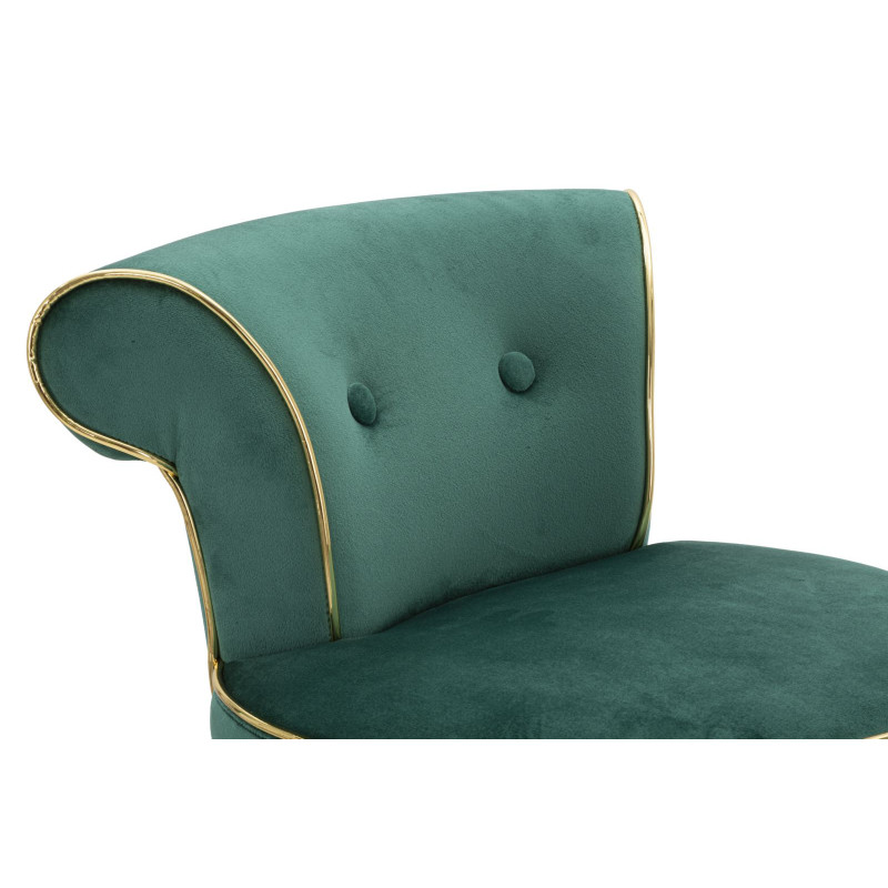 Tabouret de bar moderne avec dossier en Velours Vert Capitonné Simili Métal Doré Luxy 