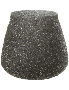 Photophore en verre teinté mauve avec paillettes 9 cm - 1