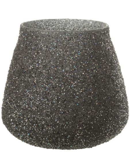 Photophore en verre teinté mauve avec paillettes 9 cm - 1