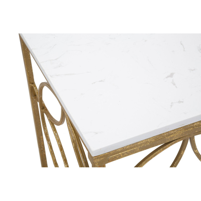 Console moderne Rectangulaire en Marbre Blanc Métal Doré Star 