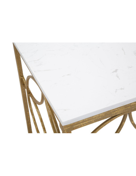 Console moderne Rectangulaire en Marbre Blanc Métal Doré Star 