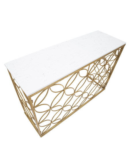 Console moderne Rectangulaire en Marbre Blanc Métal Doré Star 