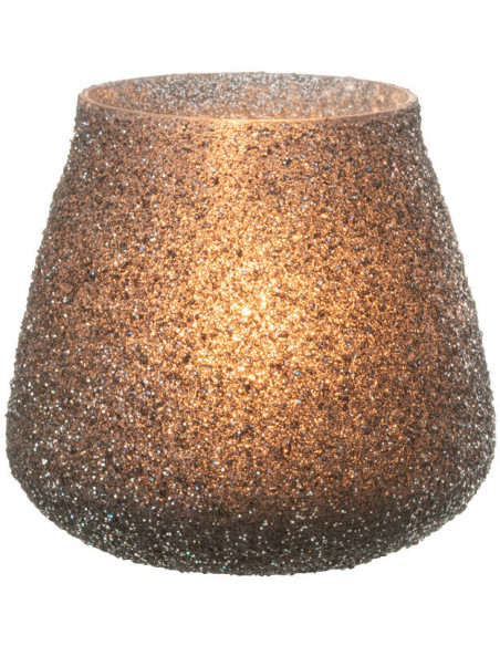 Photophore en verre teinté mauve avec paillettes 9 cm - 2