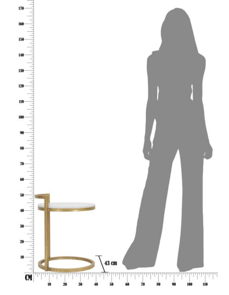 Bout de canapé moderne Rond en Marbre Blanc Métal Doré Round 