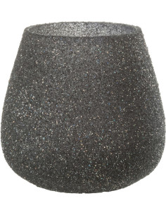 Photophore en verre teinté mauve avec paillettes 11 cm - 1