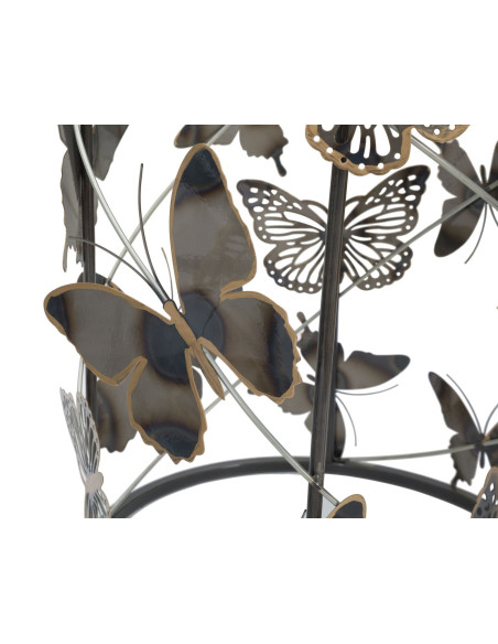 Table d'appoint originale Ronde en Métal Noir Verre Motif papillons Farfalle (Lot de 2) 