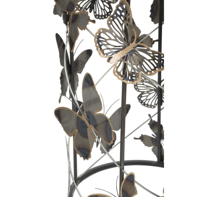 Table d'appoint originale Ronde en Métal Noir Verre Motif papillons Farfalle (Lot de 2) 