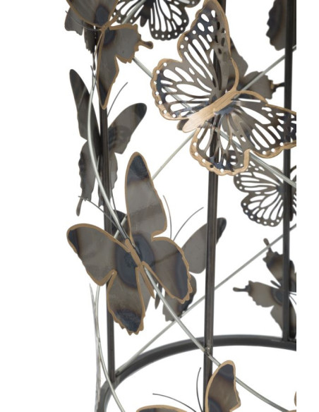 Table d'appoint originale Ronde en Métal Noir Verre Motif papillons Farfalle (Lot de 2) 