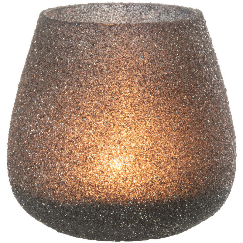 Photophore en verre teinté mauve avec paillettes 11 cm - 2