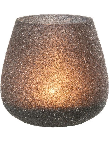 Photophore en verre teinté mauve avec paillettes 11 cm - 2