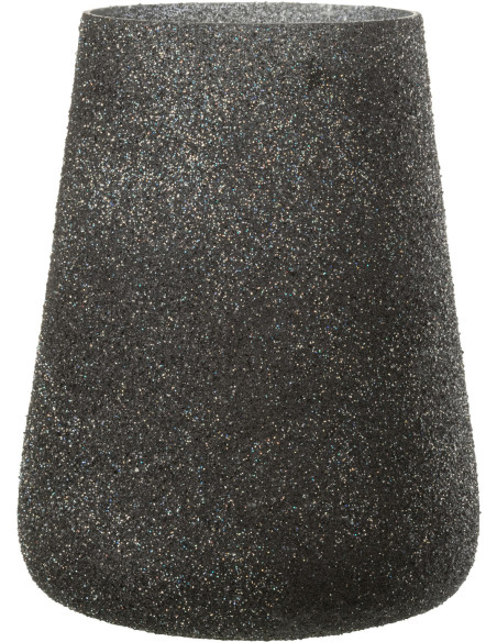 Photophore haut en verre teinté mauve avec paillettes H23 cm - 1