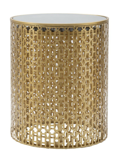 Table d'appoint moderne Ronde en Métal Doré Miroir Oblin (Lot de 2) 