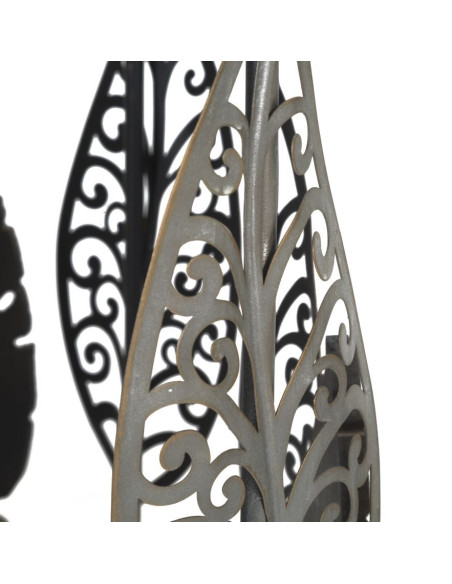 Table d'appoint originale Ronde en Métal Noir Verre Motif feuilles Foglie (Lot de 2) 