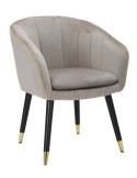 Fauteuil de table moderne en Velours Gris Métal Doré Noir Paris