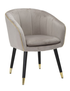 Fauteuil de table moderne en Velours Gris Métal Doré Noir Paris 