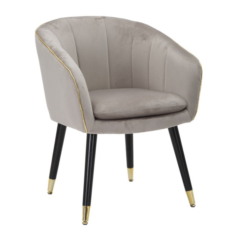 Fauteuil de table moderne en Velours Gris Métal Doré Noir Paris 
