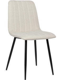 Chaise moderne rembourrée en Tissu Blanc crème Métal Noir Pamela - 1