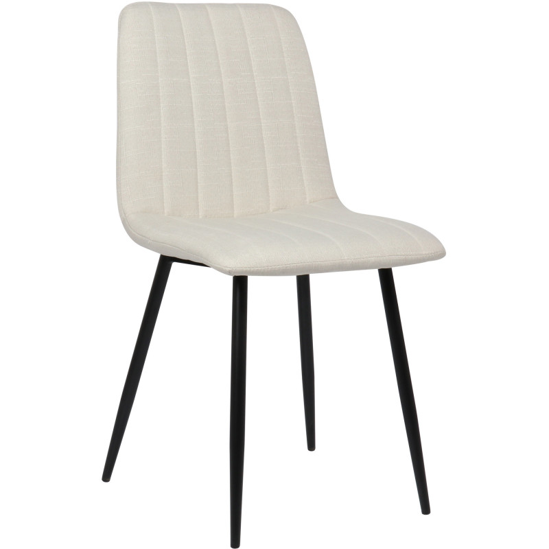 Chaise moderne rembourrée en Tissu Blanc crème Métal Noir Pamela - 1