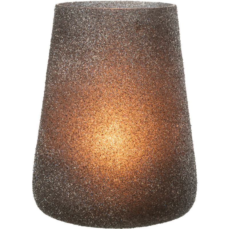 Photophore haut en verre teinté mauve avec paillettes H23 cm - 3