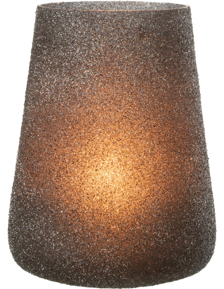 Photophore haut en verre teinté mauve avec paillettes H23 cm - 3